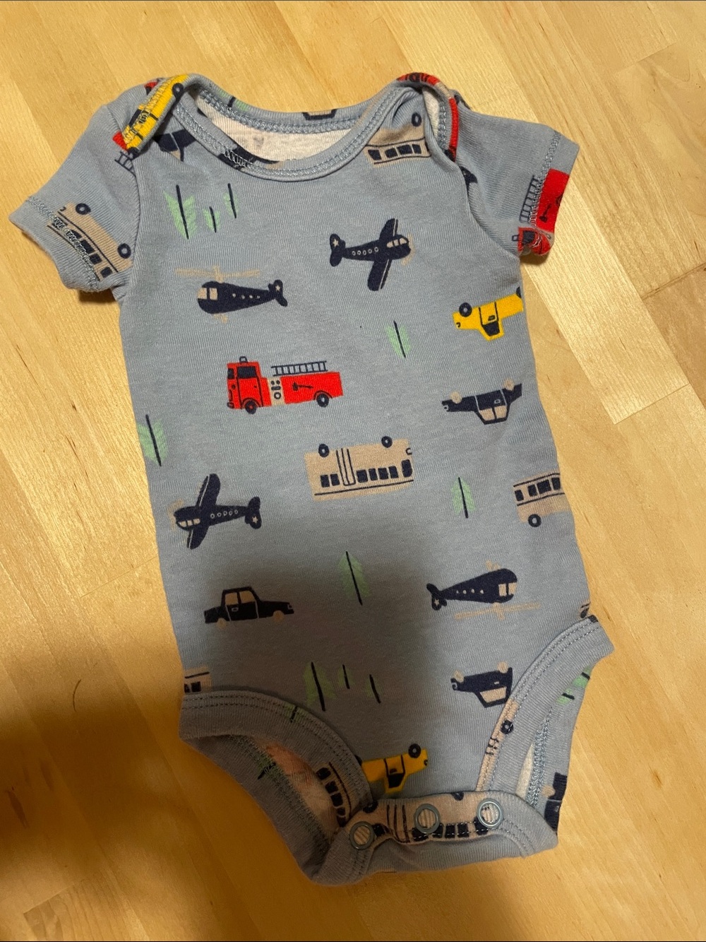 Carter's Blue One-Piece Bodysuit with Vehicle Print